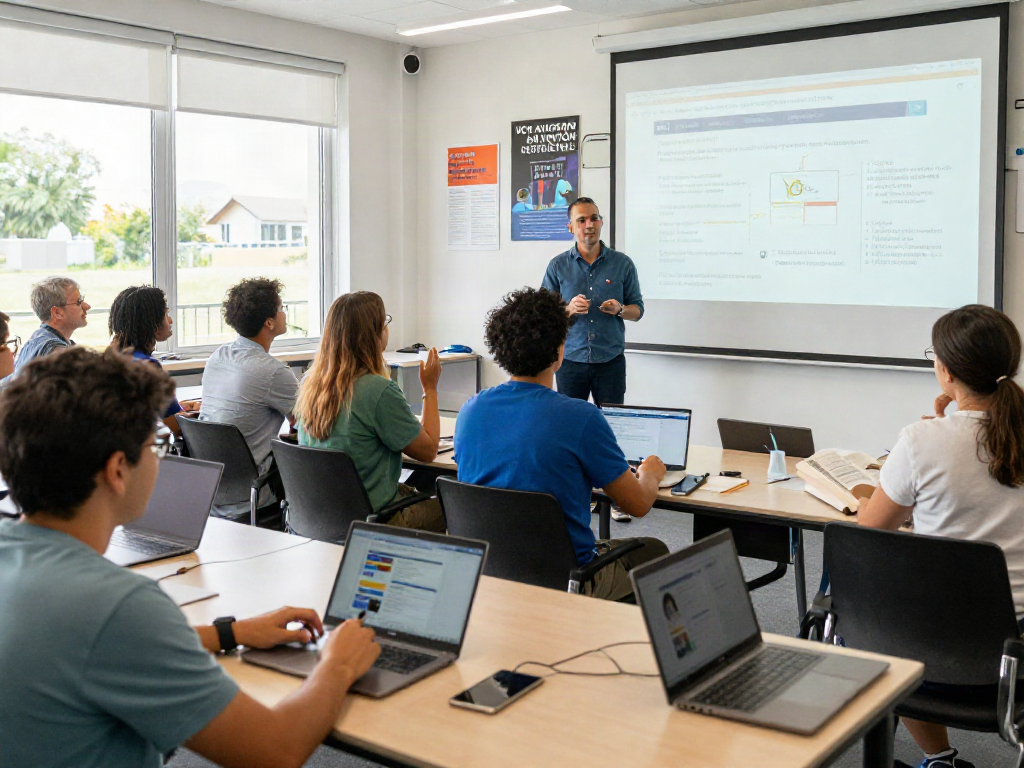 VCA Aankoop lesomgeving met diverse studenten die leren over VCA-certificering.